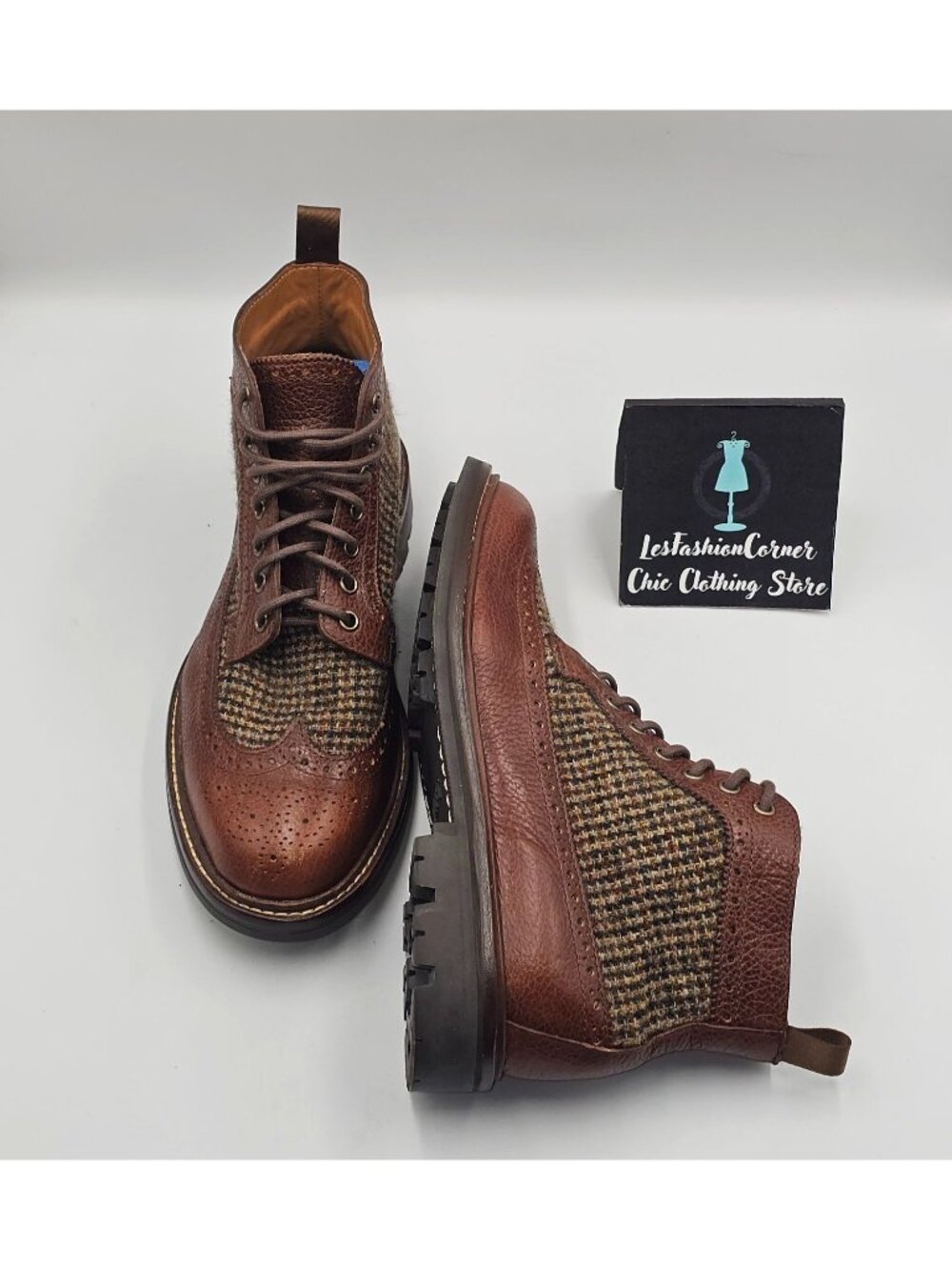 NWOB Taft Men's Brown Leather Tweed  The Boston Longwing Boots Size 9D 3654 - Picture 7 of 16